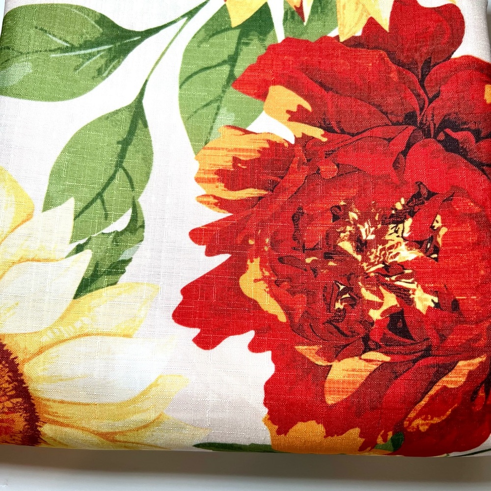 Harvest Sunflowers Fabric Shower Curtain Yellow Rust Orange Bold Colors - Picture 11 of 11